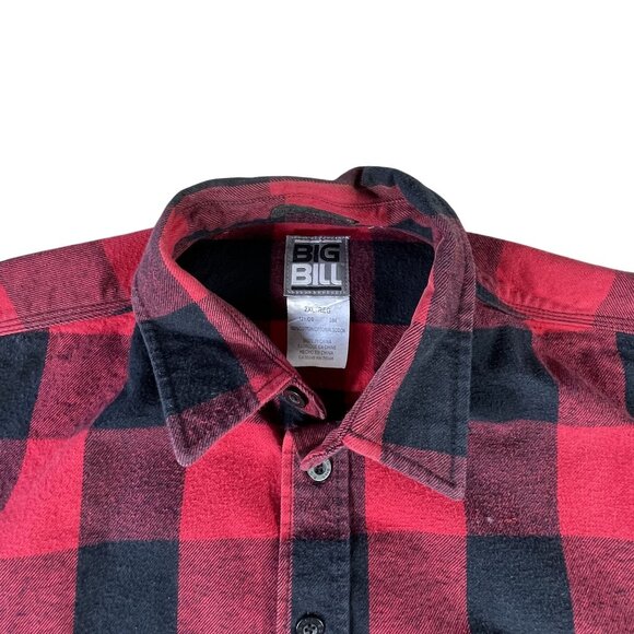 Big Bill Flannel Shirt Red Black Plaid Mens 2XL Long Sleeve Button Up Workwear - Picture 3 of 8